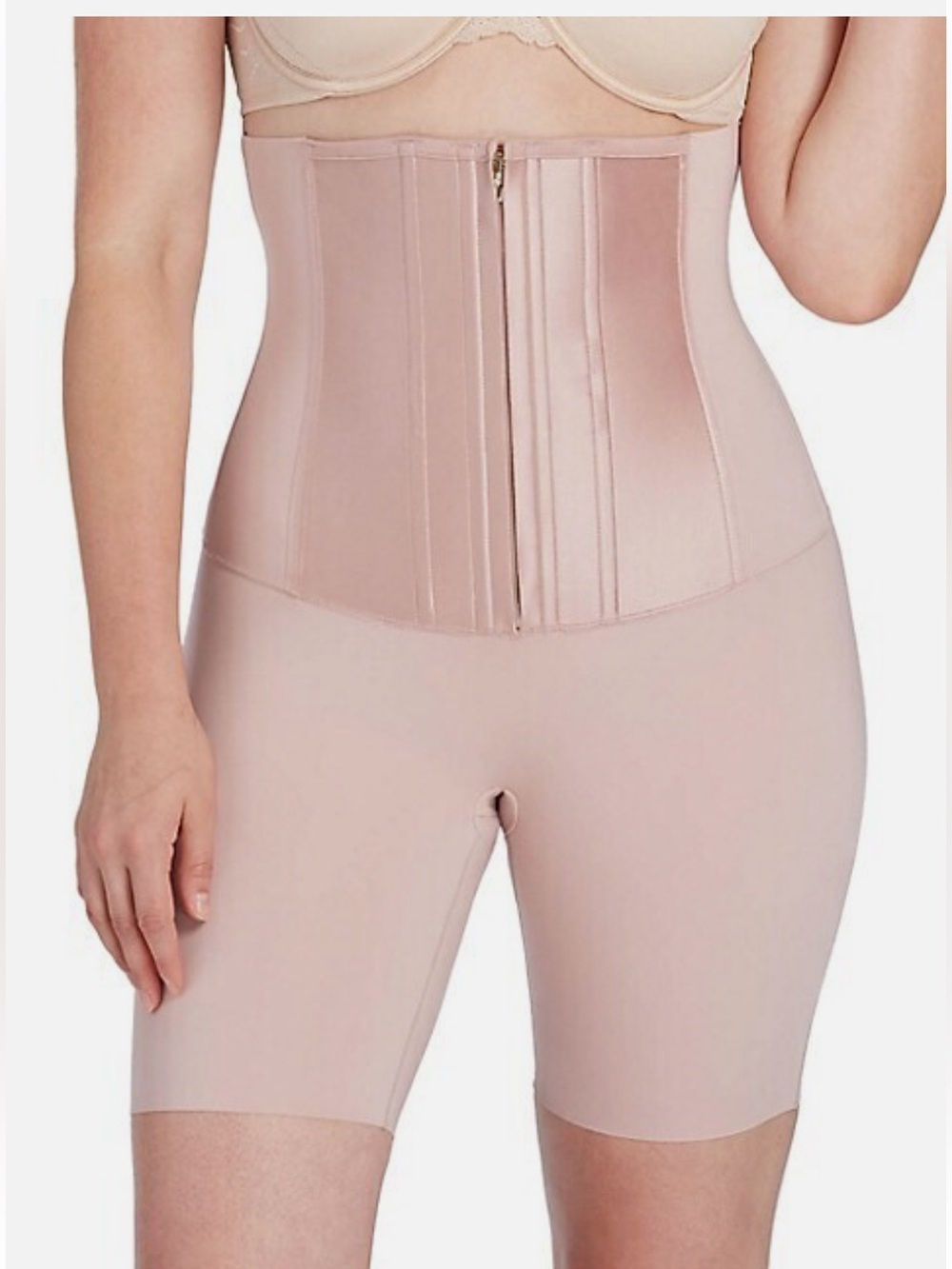Spanx Under Sculpture Waist Cincher Corseted High-Waisted Short Pink Small